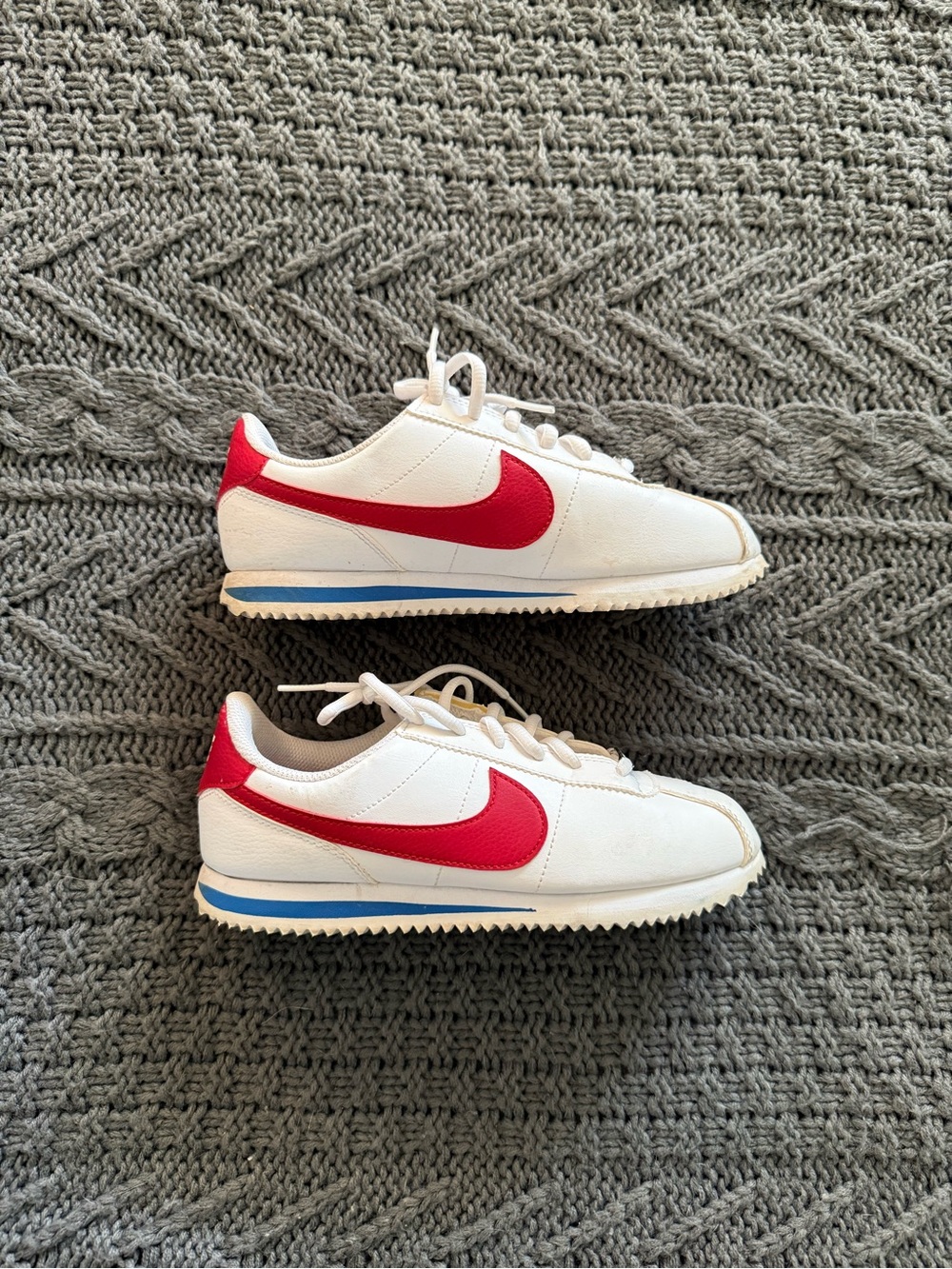 Nike Cortez White Sneakers with Red Swoosh